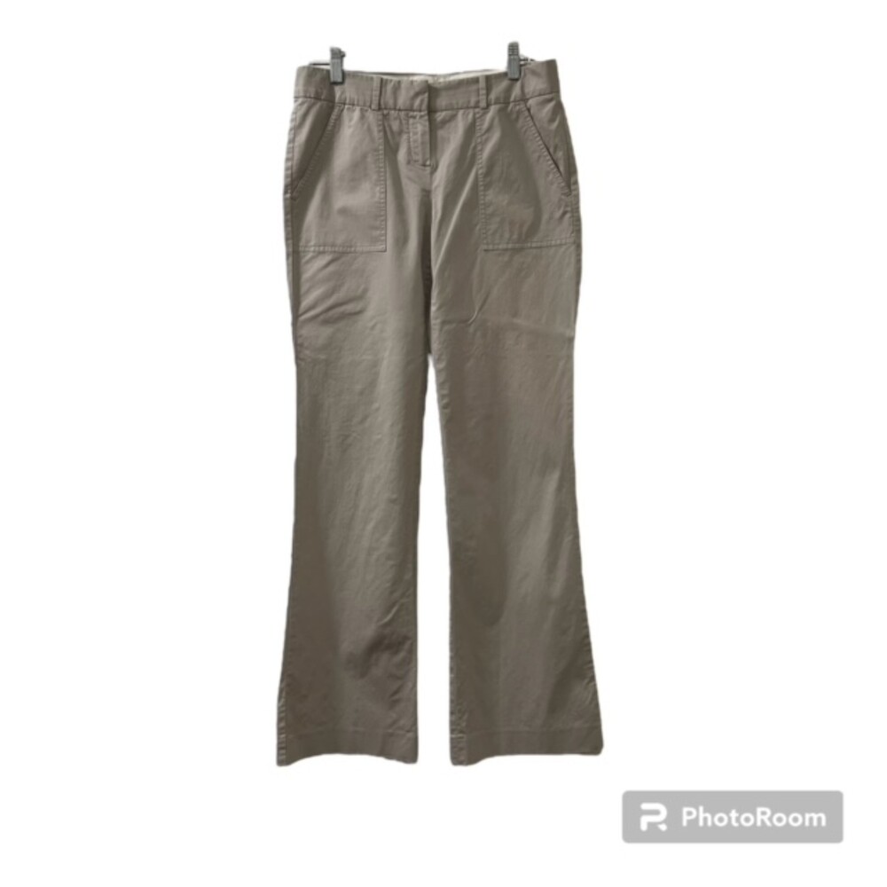 Theory Womens Khaki Stretch Cotton Wide Leg Utility Pants Size 8